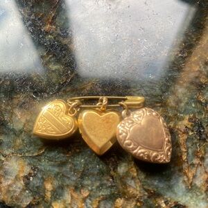 Three Gold Heart Lockets..🌺gold filled